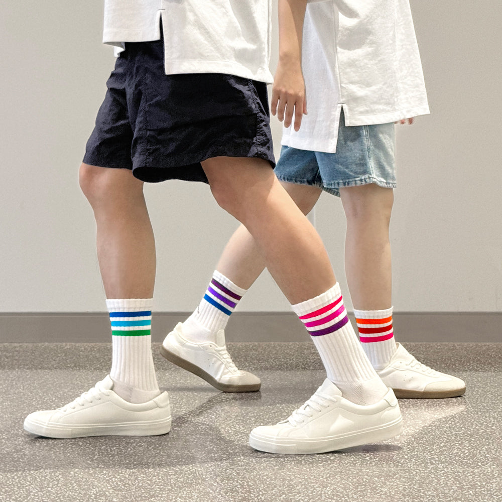 6:25am 3-Colour Striped Crew Sock