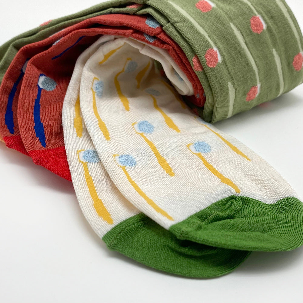 Hoffmann Cotton, Toothbrush Pattern, Thin Socks