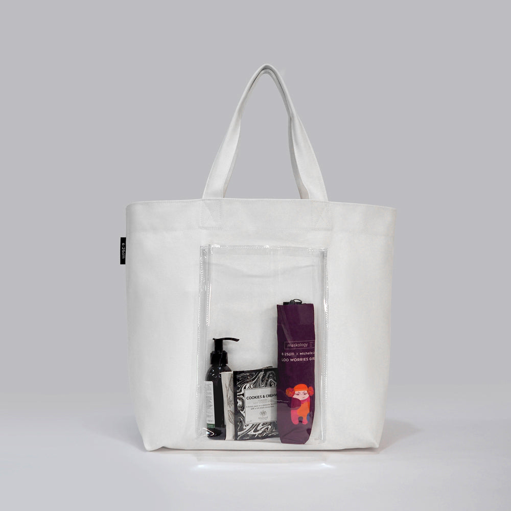 6:25am Transparent Pocket Tote Bag 